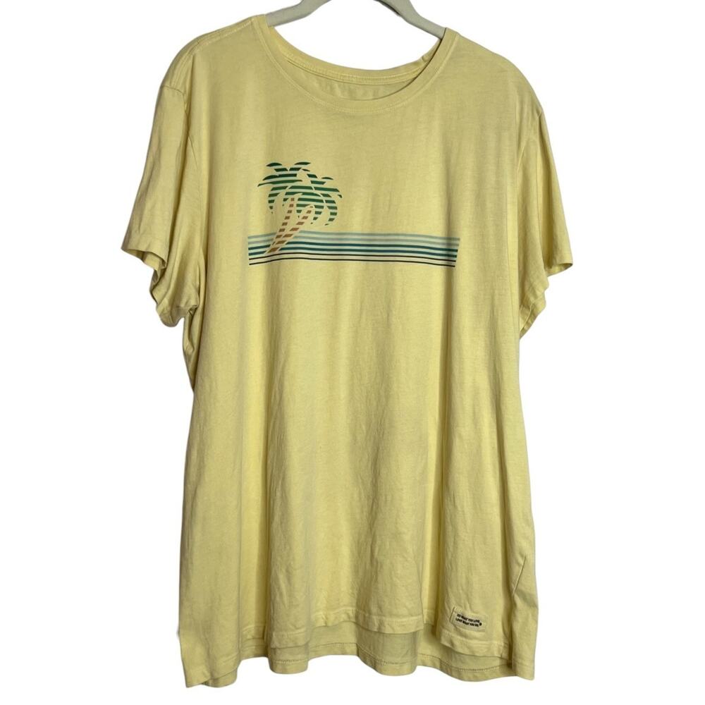 Life Is Good Crusher Lite Palm Tree Graphic Tee XL Yellow Beach